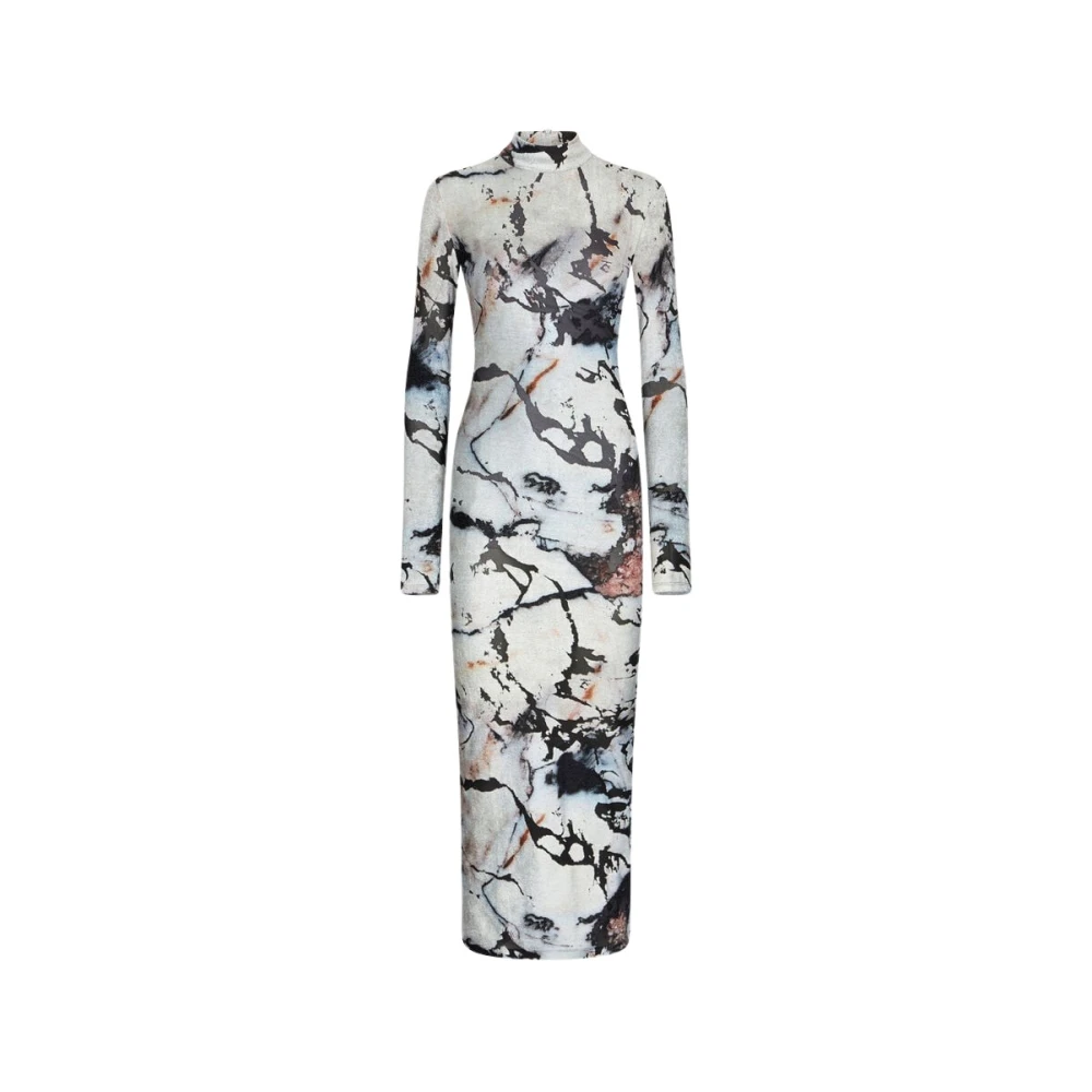 Roberto Cavalli Marmerprint Lange Mouw Midi Jurk Multicolor Dames