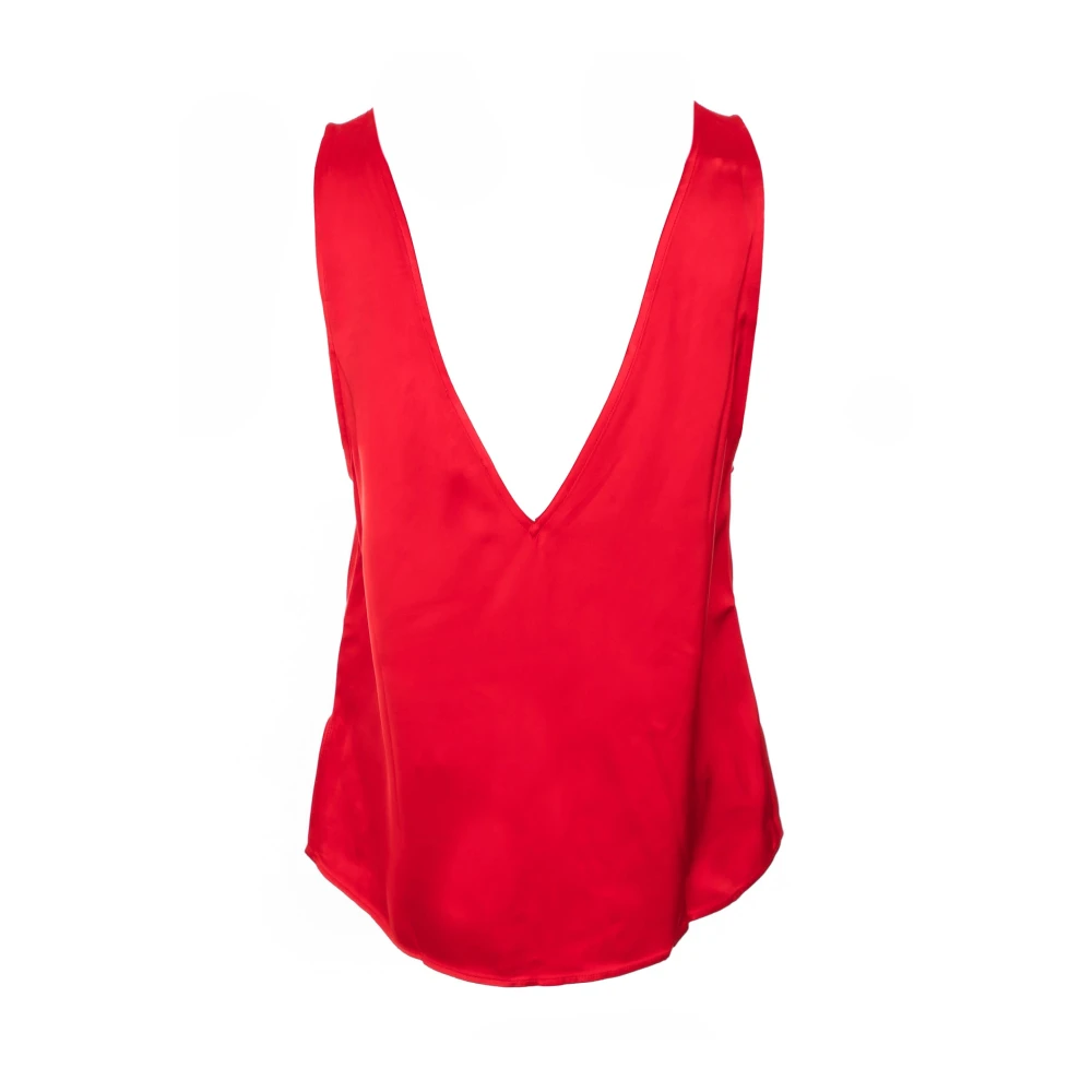 Stine Goya Elegant V-hals Top met Zijdelingse Splitjes Red Dames