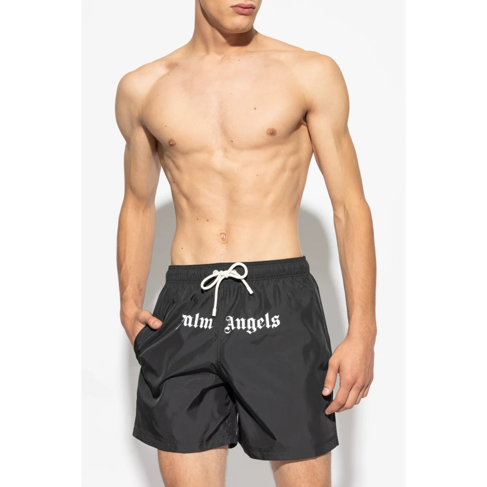 Palm Angels Logo zwemshorts Black Heren
