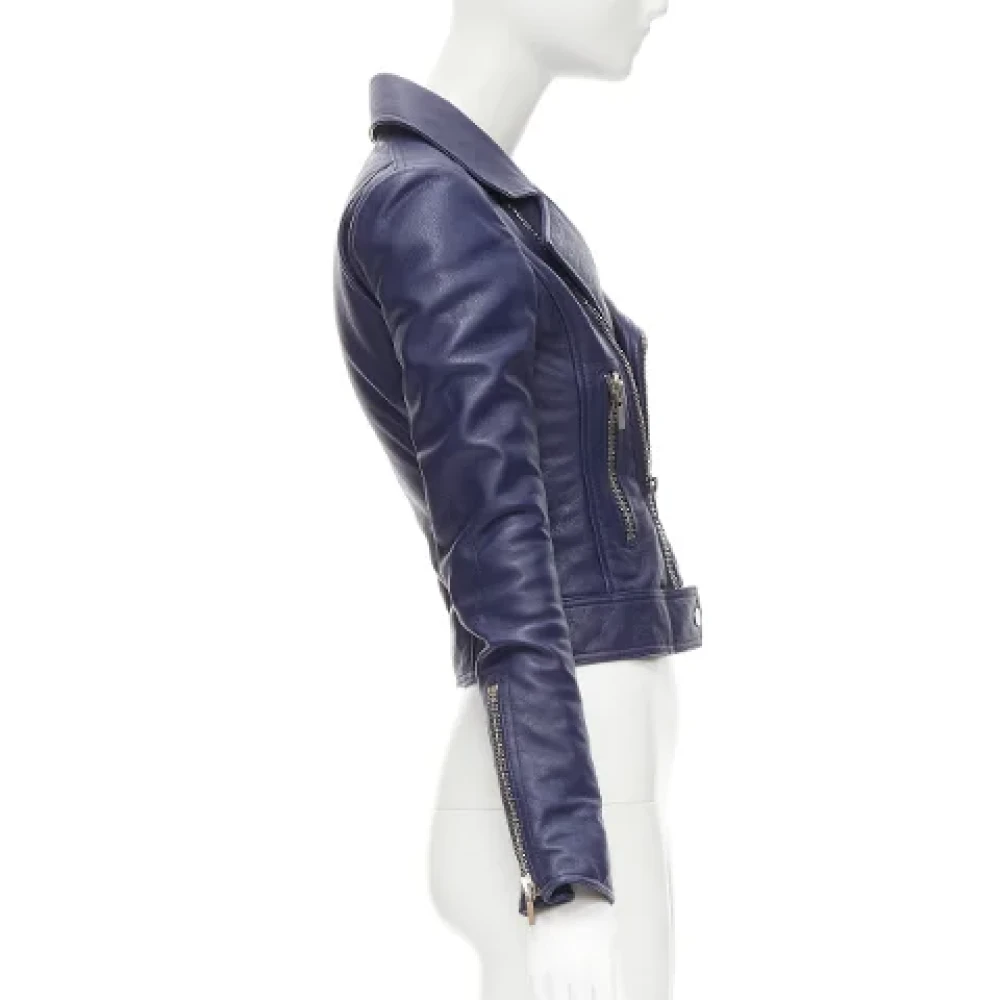 Balenciaga Vintage Pre-owned Leather outerwear Blue Dames