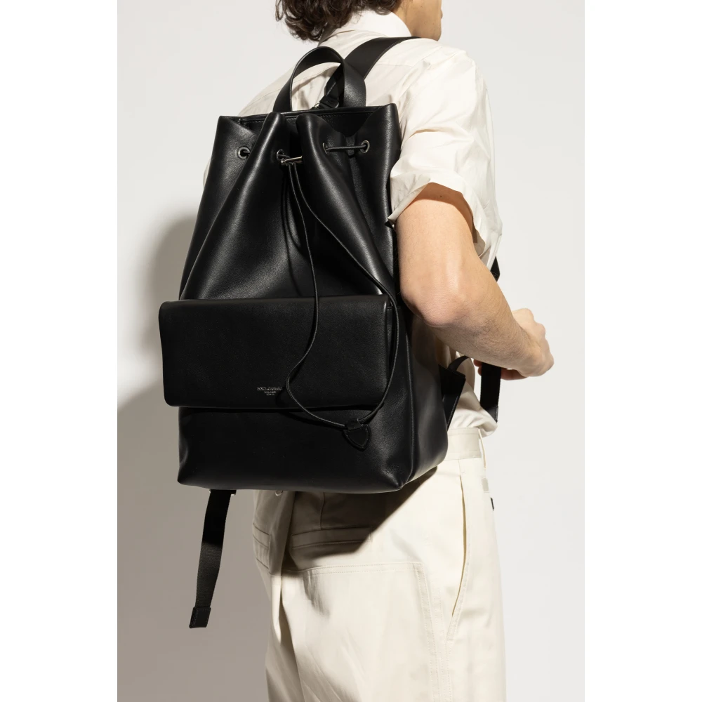 Dolce & Gabbana Leren rugzak Black Heren