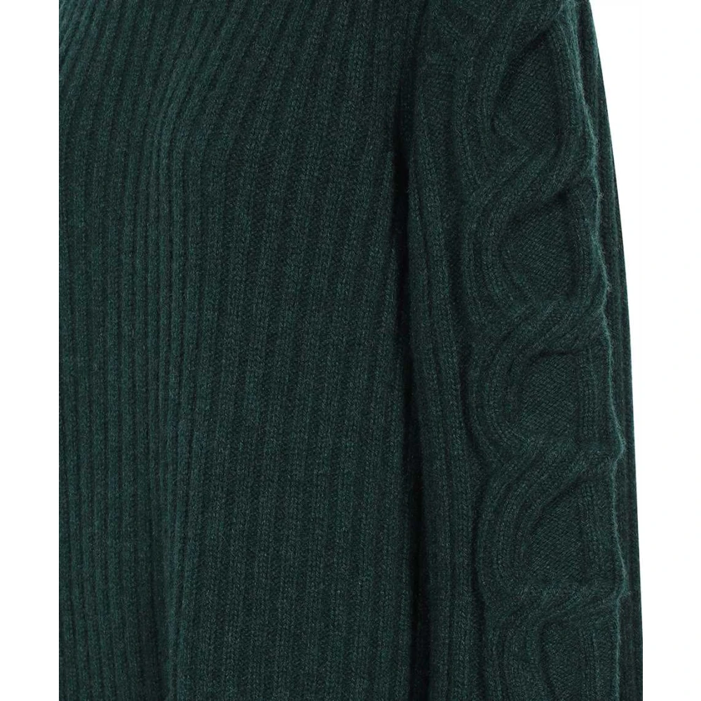 Stella Mccartney Geribbelde Crew-neck Cashmere Sweater met Zijgleuven Green Dames