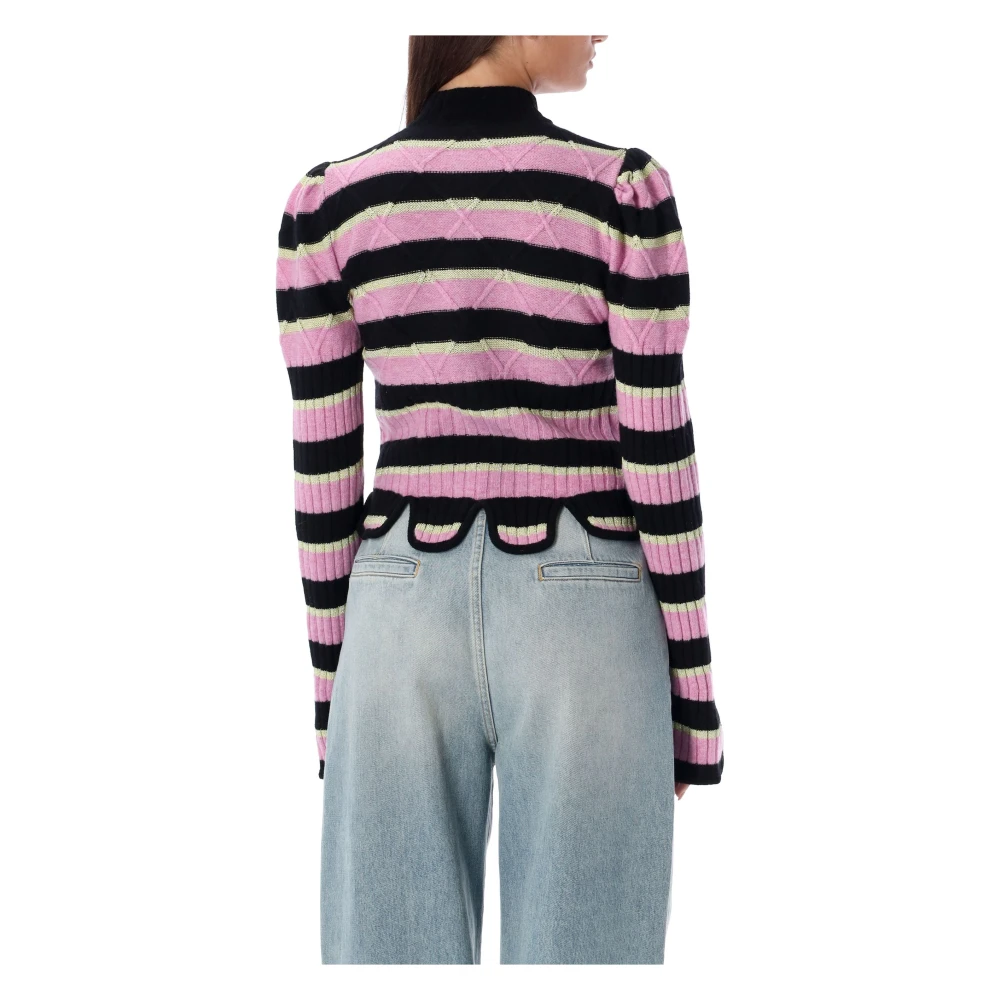 Cormio Divina Gebreide Zip-Up Sweater Roze Geel Multicolor Dames