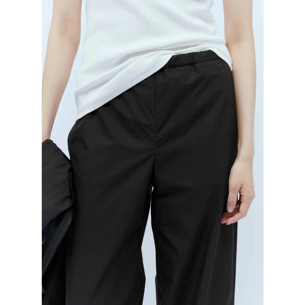 Moncler Katoenen Wide Leg Track Pants Logo Black Heren