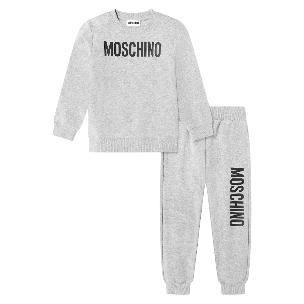 Moschino Gray Kids Sport Sets, Unisex, 6 Y, Logo Tracksuit
