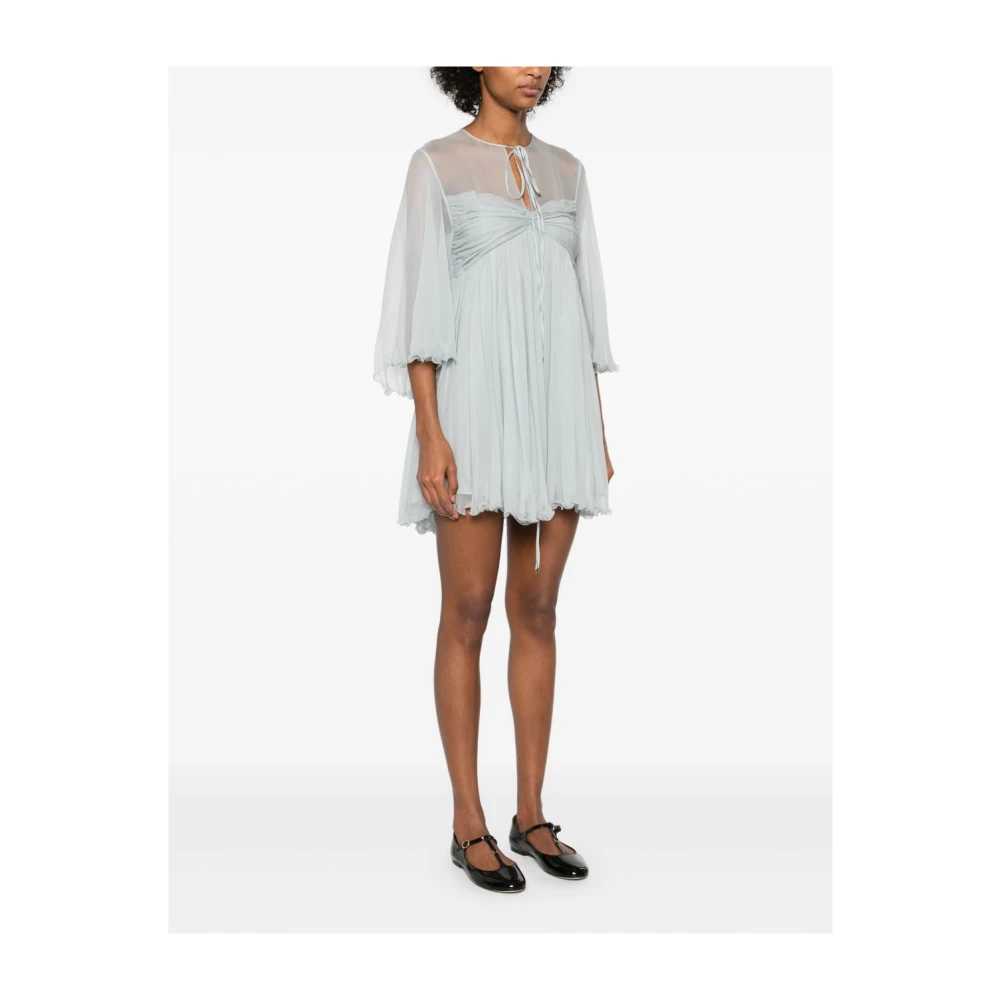 Chloé Blauwe Jurken met Mintgroene Accenten Blue Dames