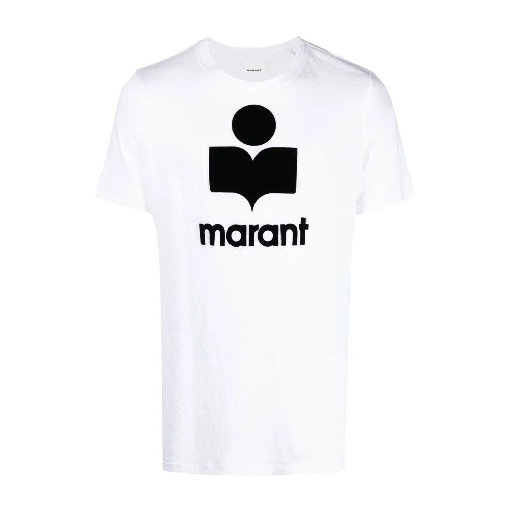 Isabel marant Logo Wit Linnen T-shirt White Heren