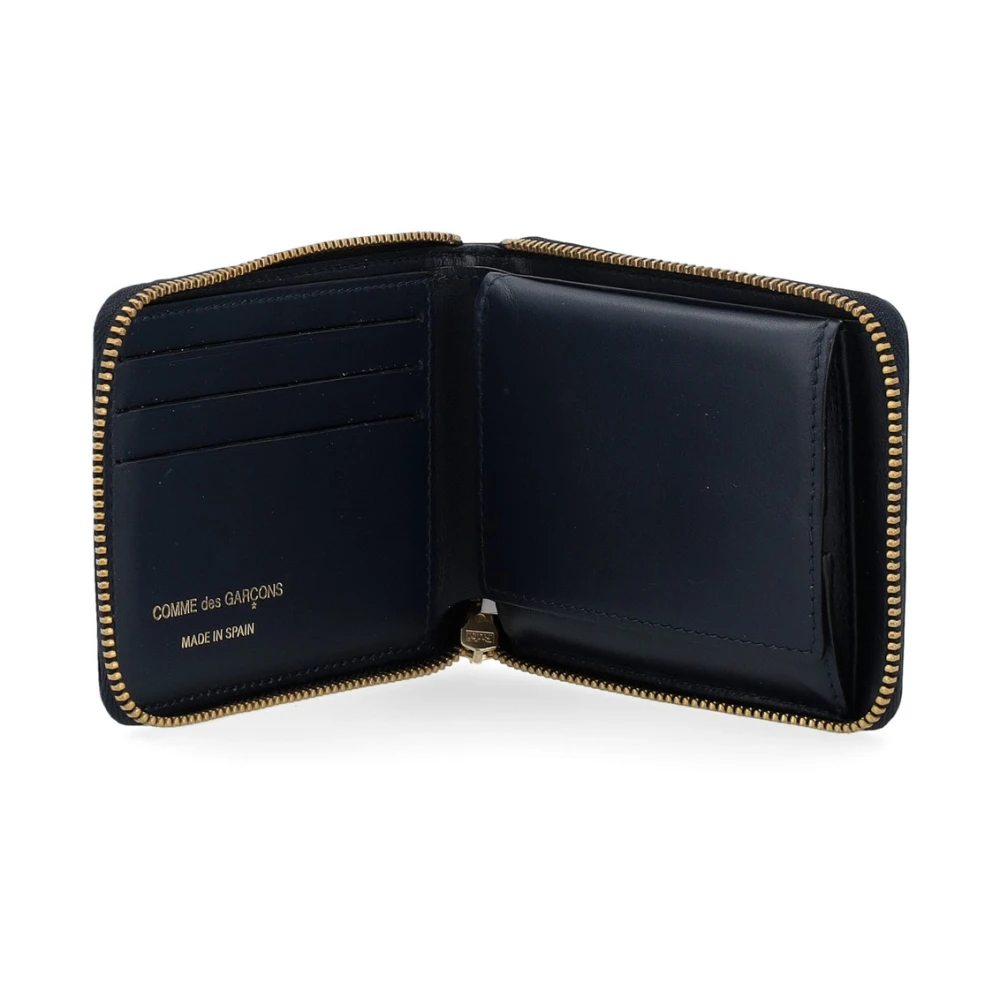 Comme des Garçons Navy blauw leren portemonnee met rits Blue Unisex