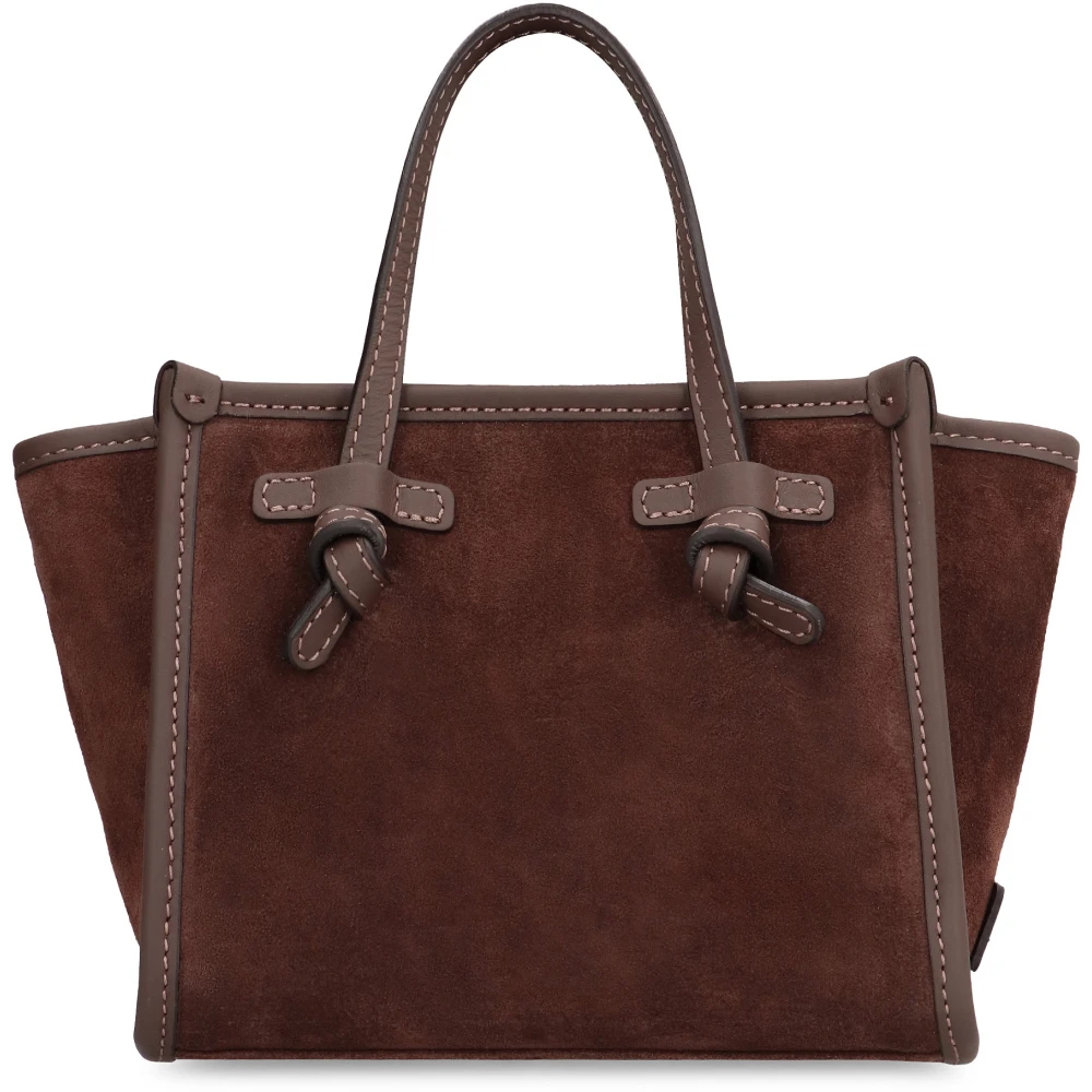 Gianni Chiarini Suède handtas met leren handvatten Brown Dames