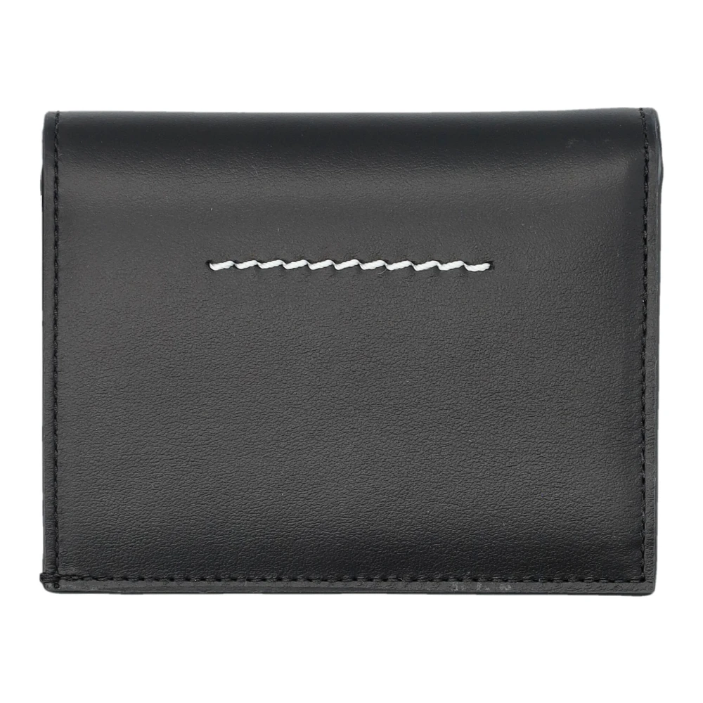 MM6 Maison Margiela Zwarte Leren Bifold Portemonnee Black Heren