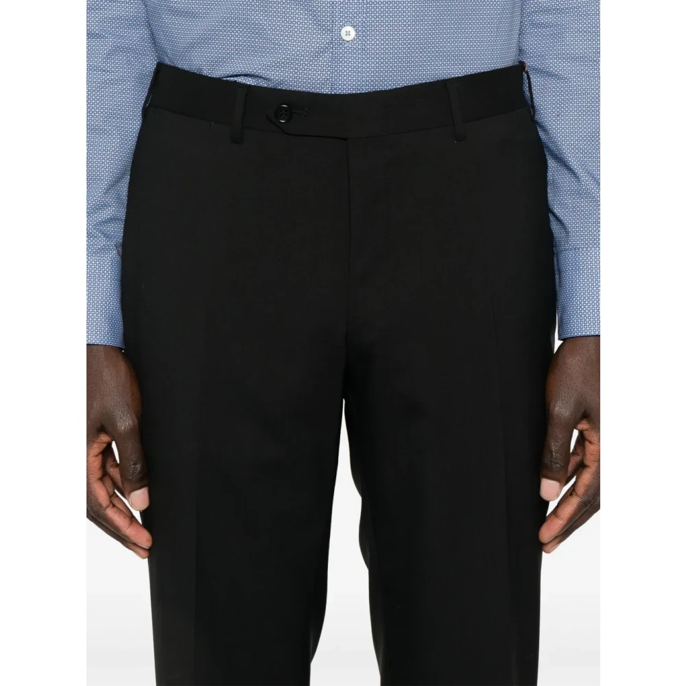 Canali Zwarte broek met knoopsluiting Black Heren