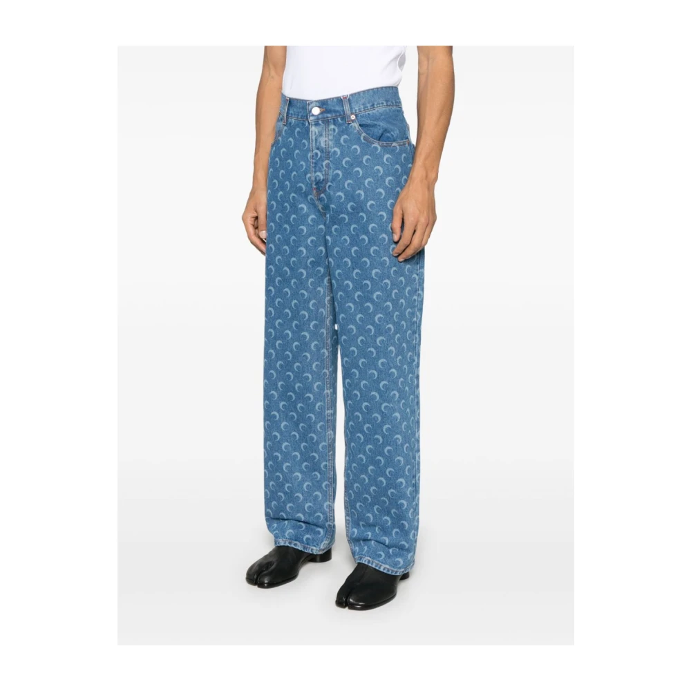 Marine Serre Heldere Blauwe Jeans met Klassieke Stijl Blue Heren