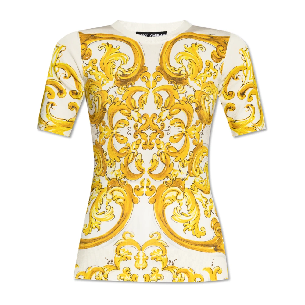 Dolce & Gabbana Top met 'Majolica' print Yellow Dames