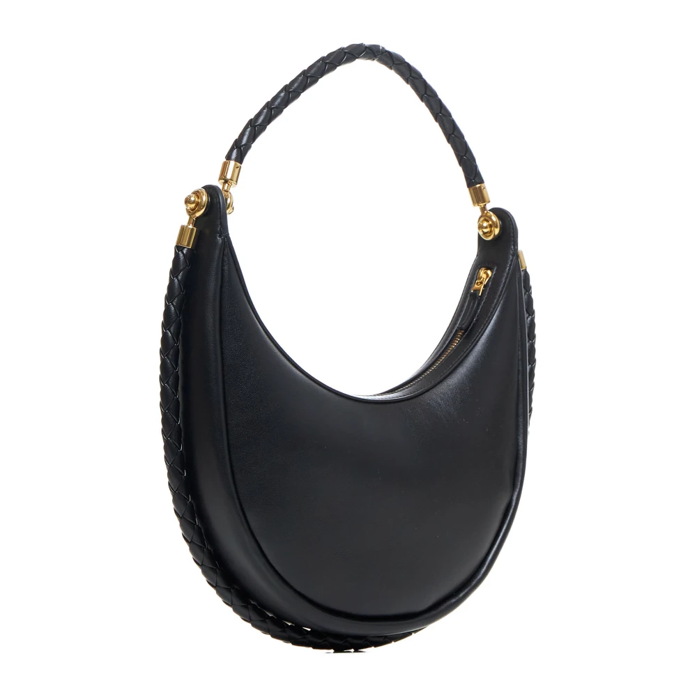 Bottega Veneta Intreccio Leren Hobo Tas Black Dames