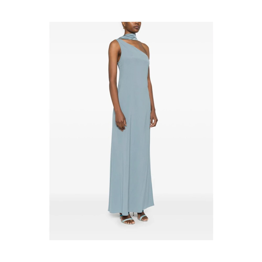 Taller Marmo Blauwe One-Shoulder Draperen Jurk Blue Dames