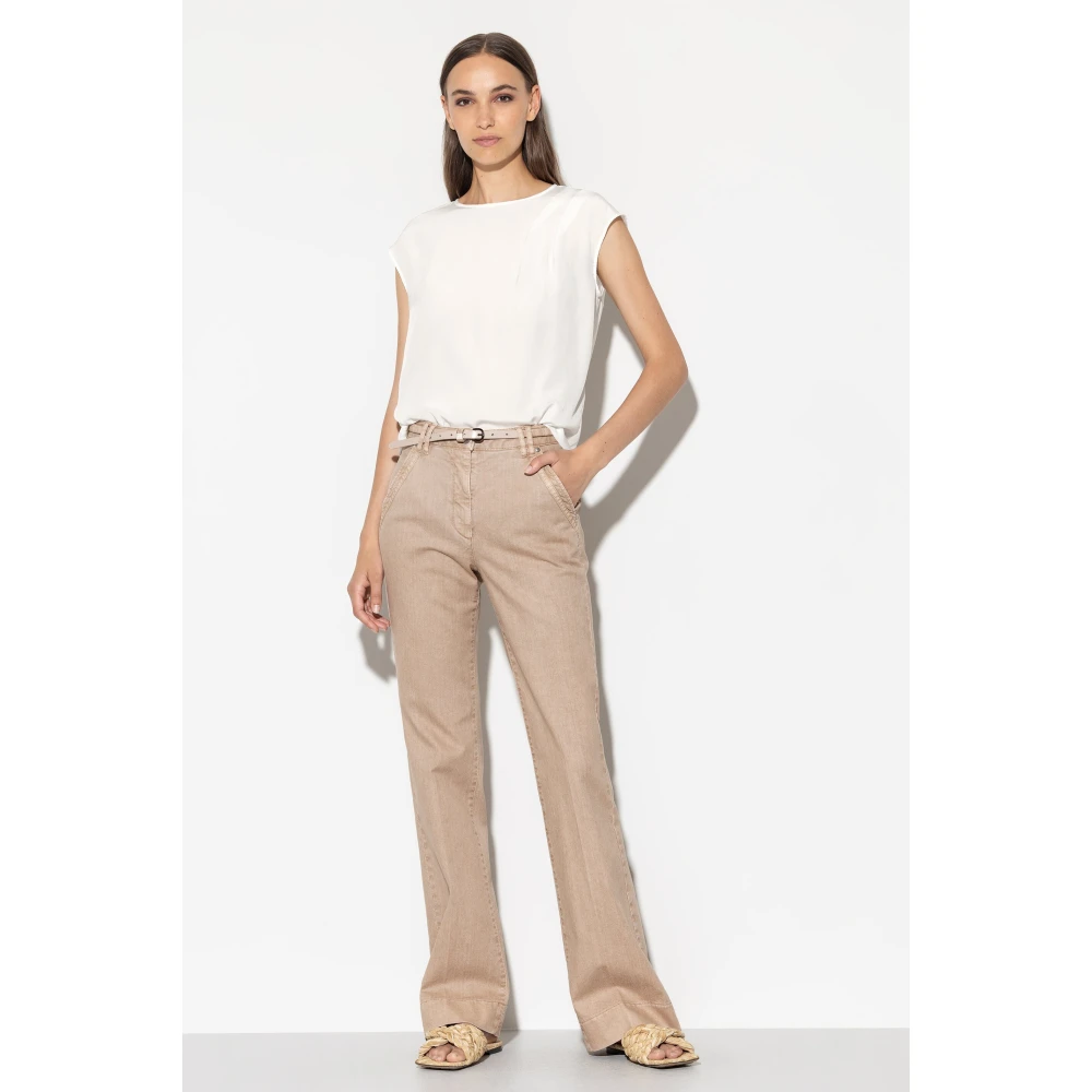 LUISA CERANO Flowing Techno-Zijden Top met Cut-Out Detail White Dames
