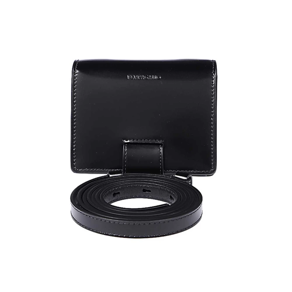 Salvatore Ferragamo Leren Mini Tas met Sluiting Black Heren