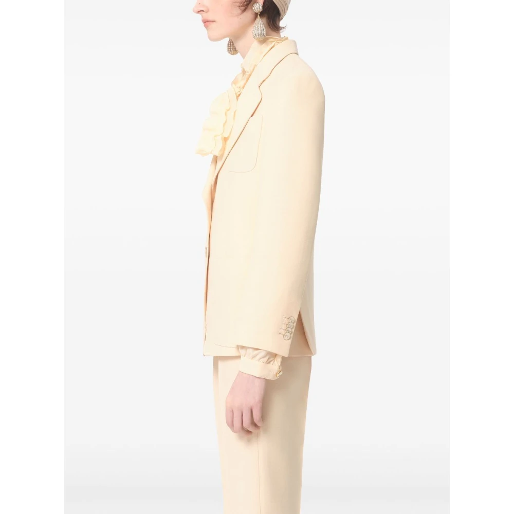 Valentino Garavani Gele Buitenjas Blazer Pantera Logo Beige Dames