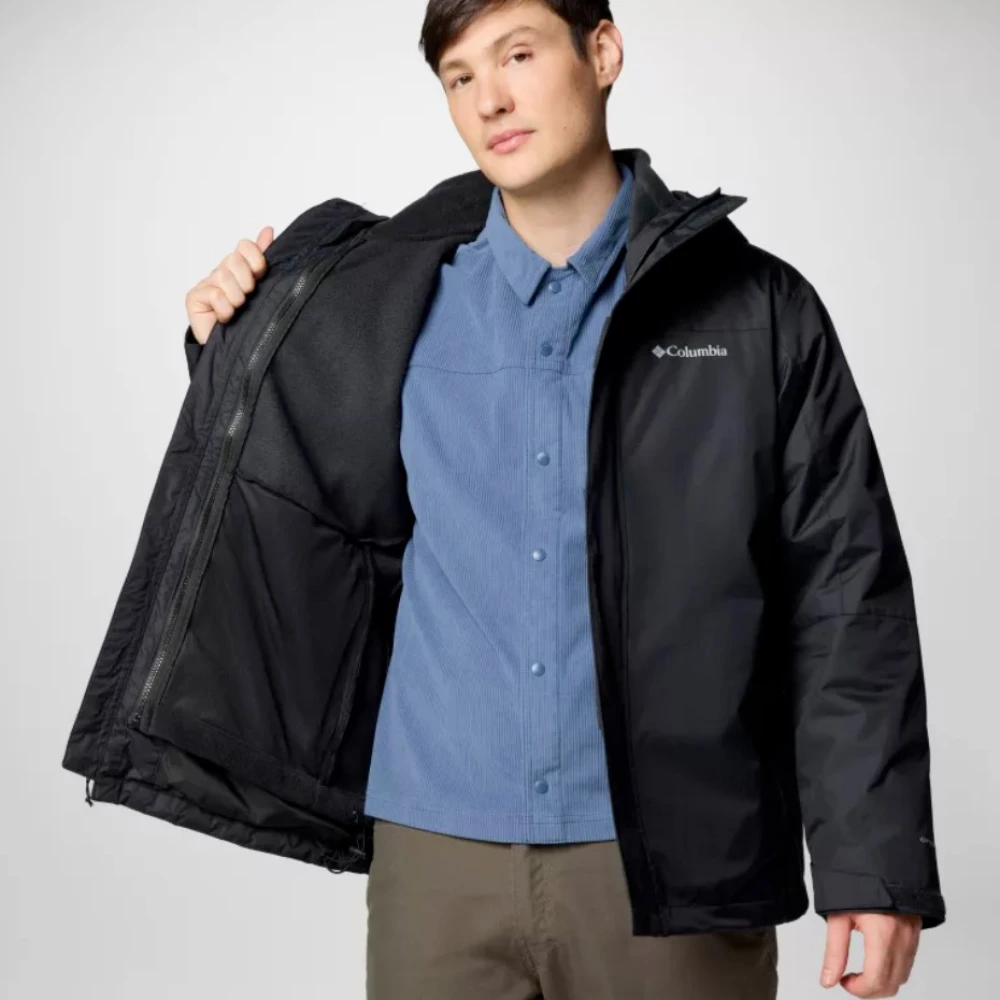 Columbia Zwarte Waterdichte Uitwisselbare Jas met Fleece Voering Black Heren