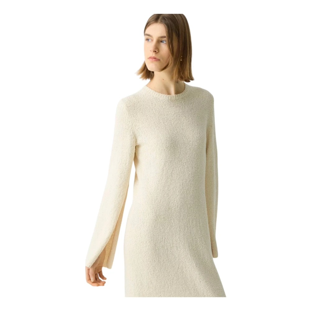 Theory Offwhite Bouclé Midi Jurk Beige Dames