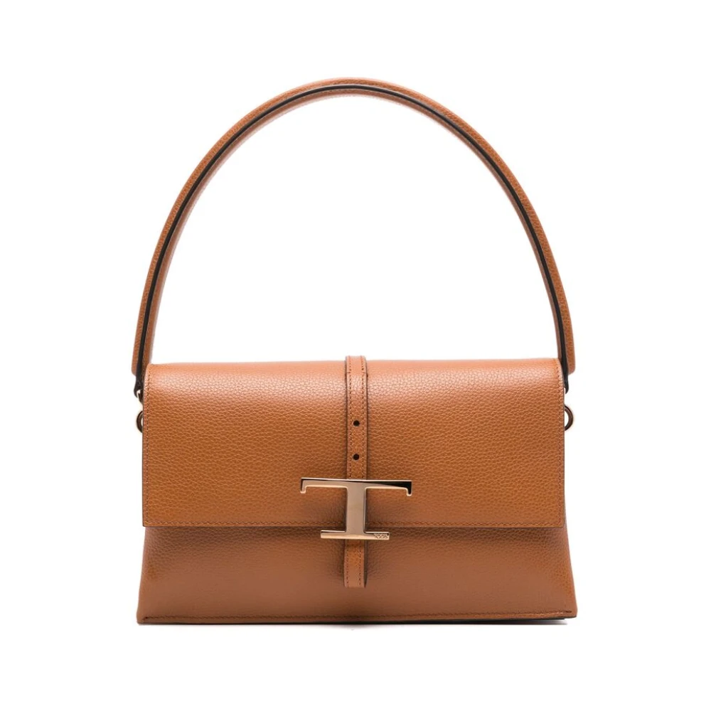 TOD'S Cognac Bruine Schoudertas met Overslag Brown Dames