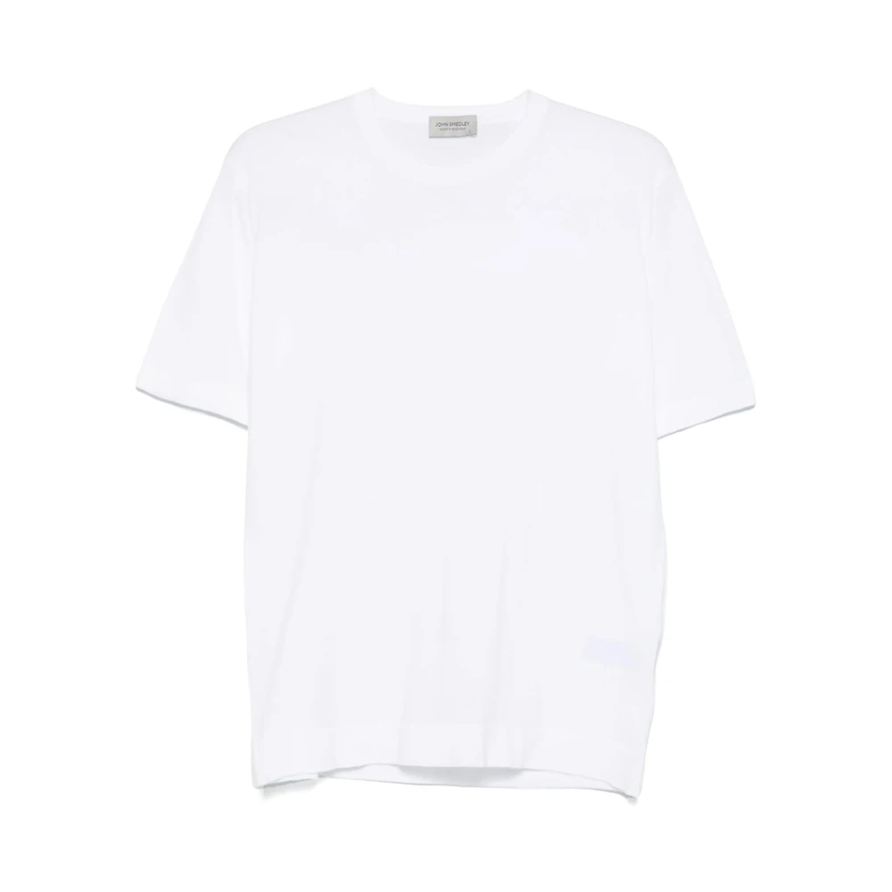 John Smedley Witte Crew Neck Korte Mouw T-shirt White Heren