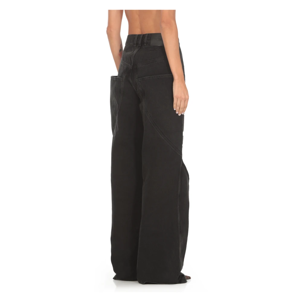 The Attico Zwarte Katoenen Broek met Riemlussen Black Dames