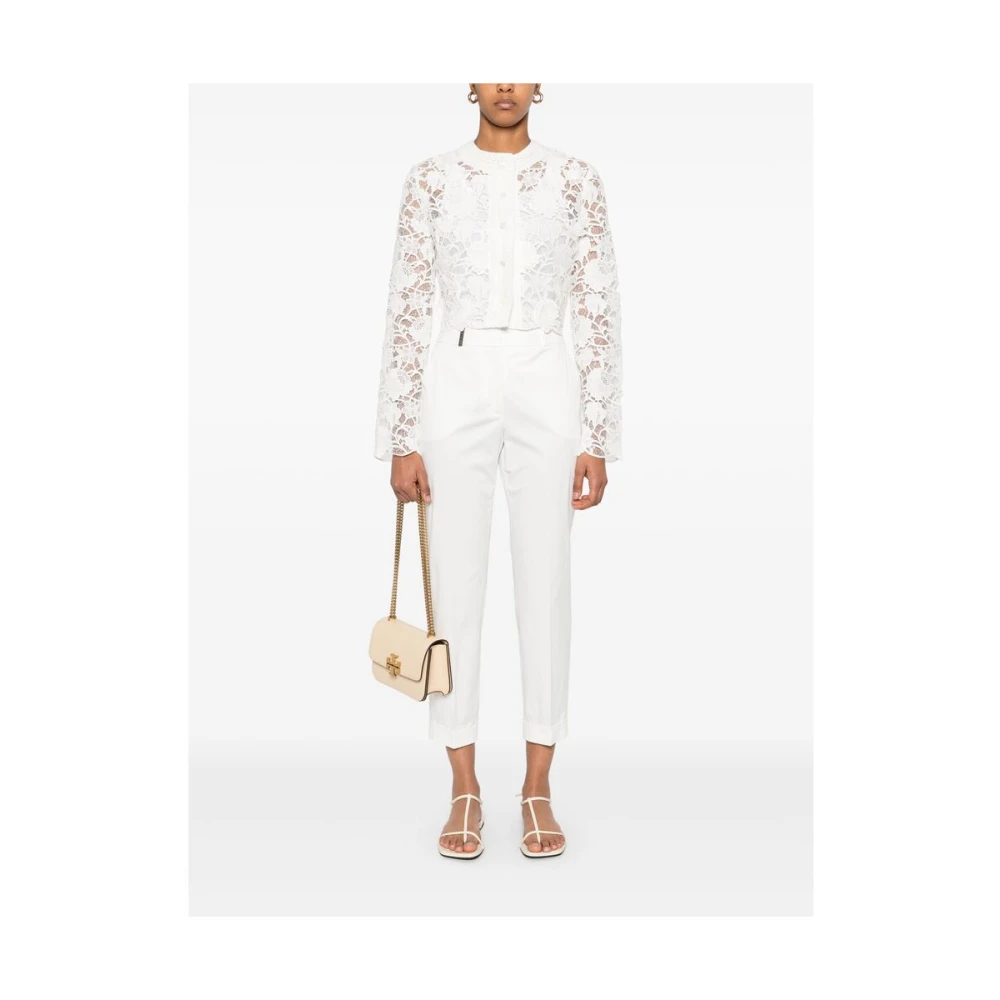 PESERICO Witte Omslagzoom Broek White Dames