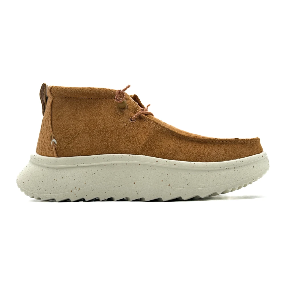 Hey Dude Brown Leather Flat Shoes - Female - Lace-Up Boots - 7 Uk - Shoes