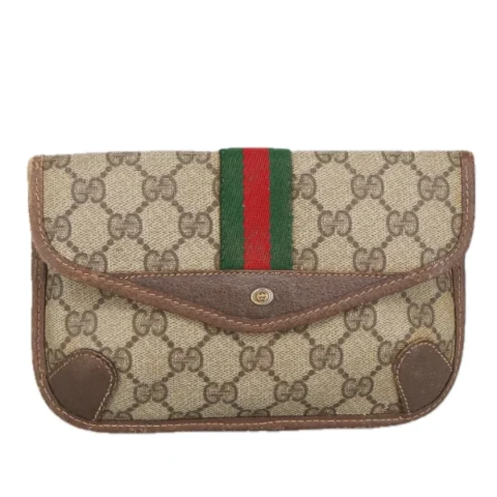 Gucci Vintage Pre-owned Canvas clutches Beige Dames