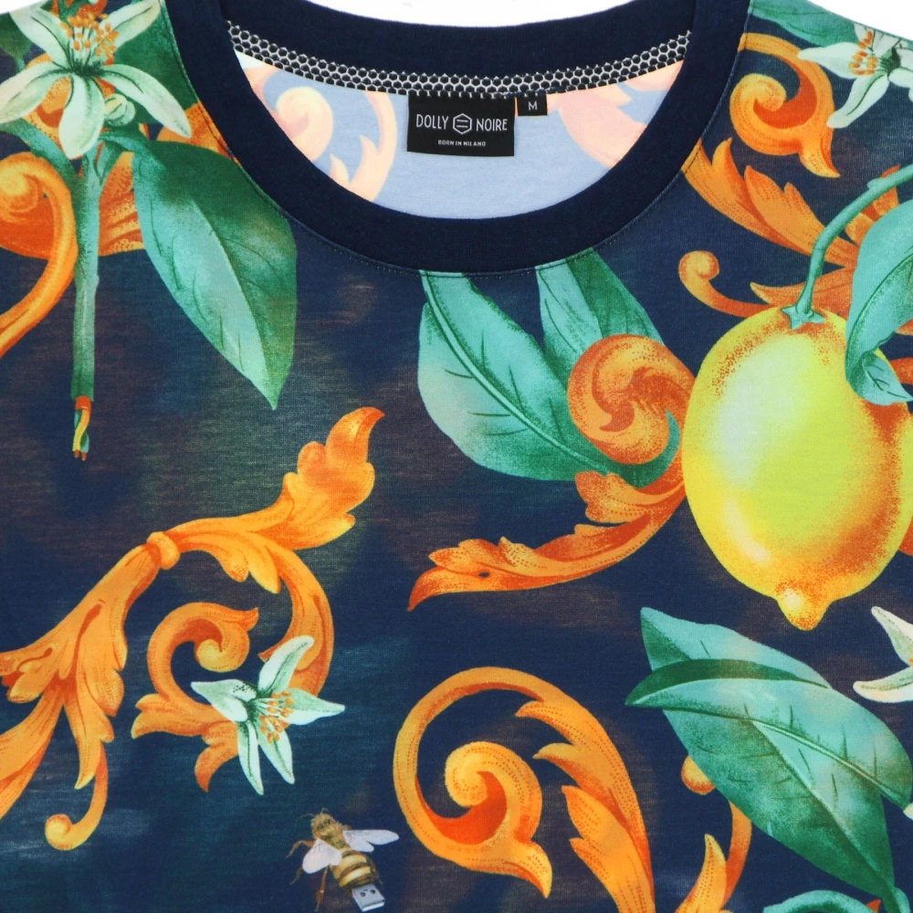 Dolly Noire Citroenen All Over Print T-shirt Blauw Multicolor Heren