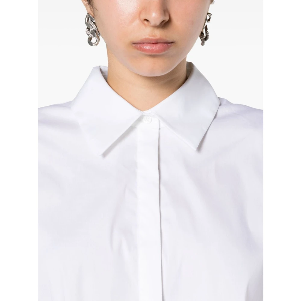 alice + olivia Witte Stretch-Katoenen Overhemd met Rechte Kraag White Dames