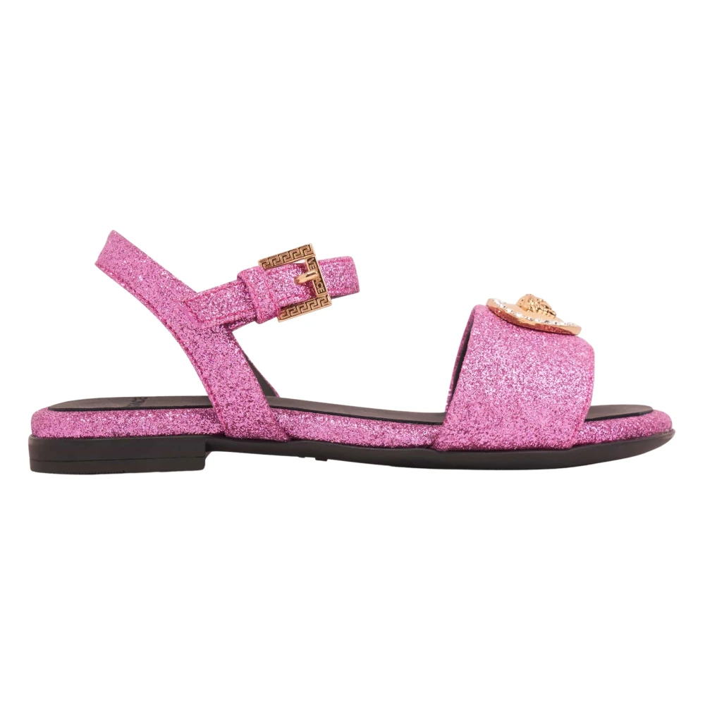 Versace Pink Medusa Heart Sandals - Female - Kids Sandals - 35 Eu - Kids