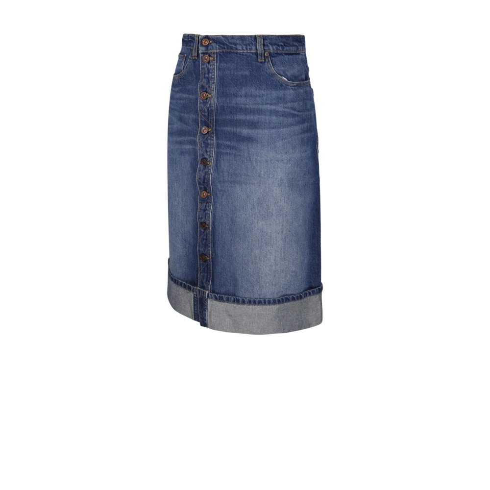 Victoria Beckham Vintage Indigo Denim Rok met Placket Detail Blue Dames