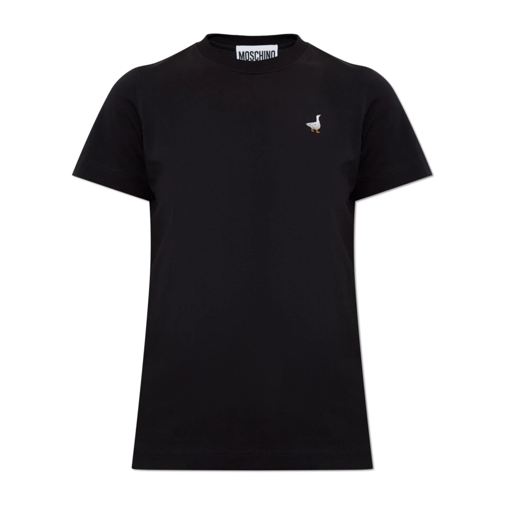 Moschino Femme Noir Tops, Taille: 36 Fr T-Shirt En Coton À Col Rond