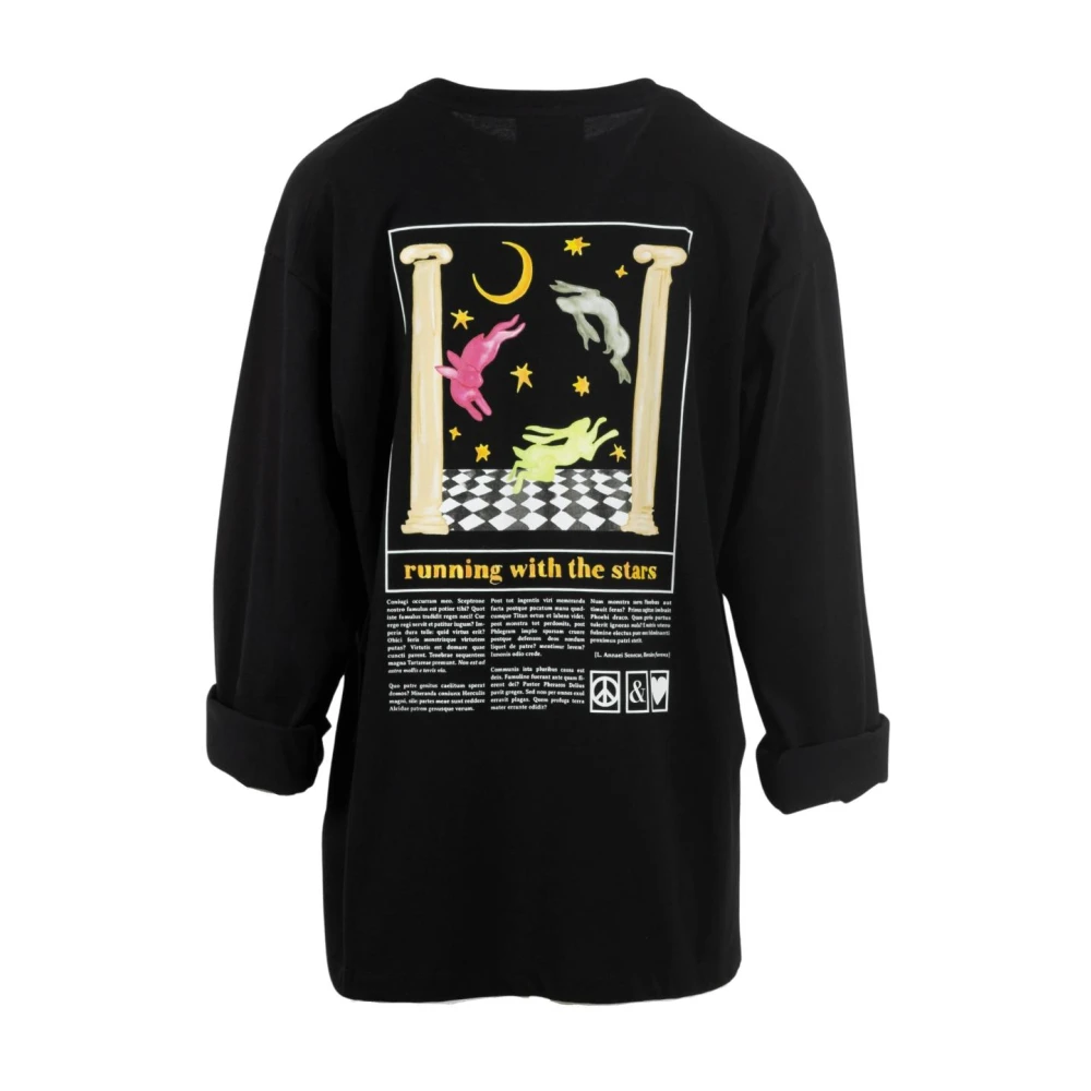 Moschino Lange Mouw Grafisch T-shirt Zwart Black Dames