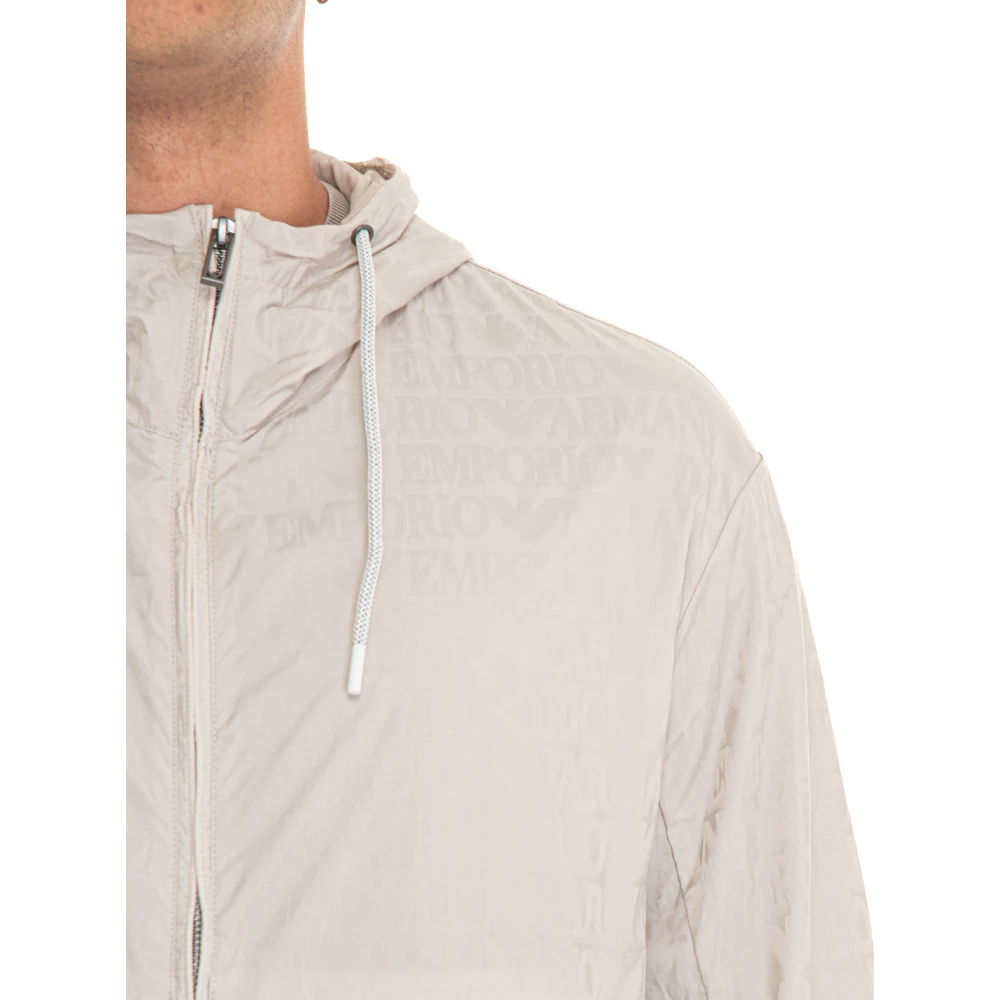 Emporio Armani Logo Winddichte Jas met Capuchon Gray Heren