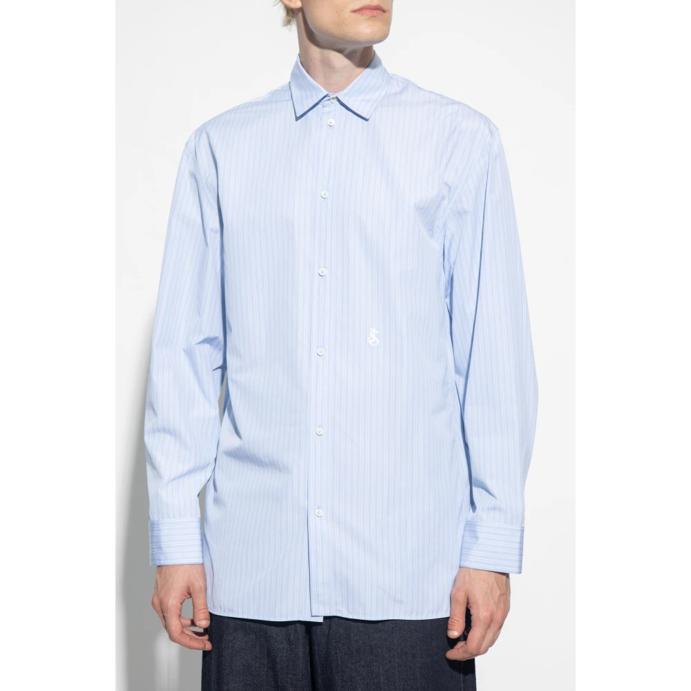 Jil Sander Katoenen shirt met logo Blue Heren