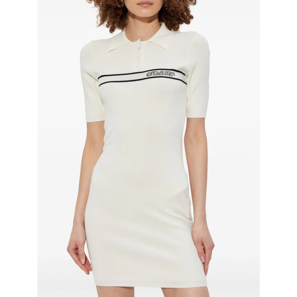 Off White Geborduurd Logo Witte Jurk White Dames