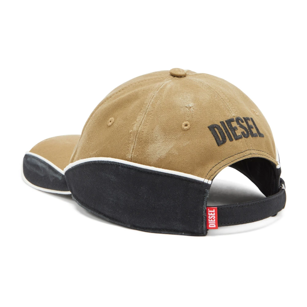 Diesel Distressed colour-block baseball cap Brown Heren