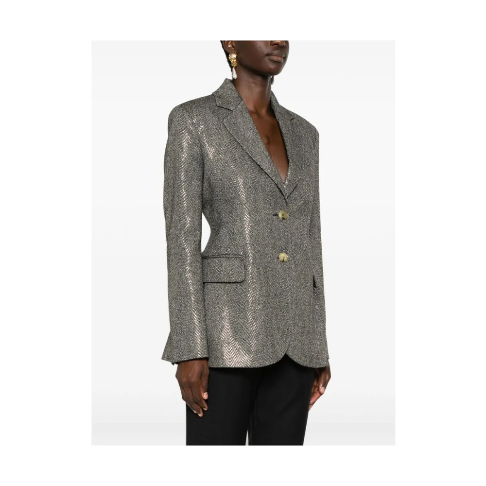 Ermanno Scervino Herringbone Rhinestone Embellished Jacket Gray Dames