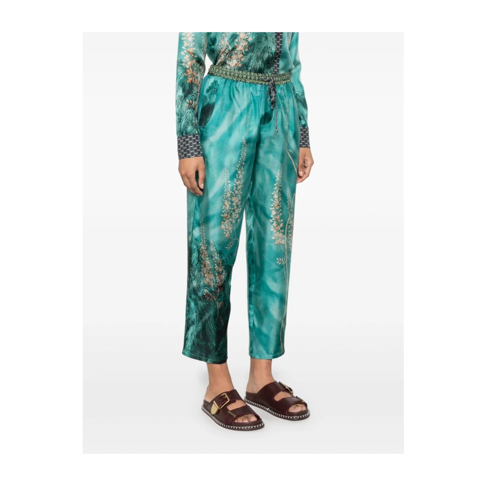 Pierre-Louis Mascia Bloemenprint Blauwe Broek Elastische Taille Multicolor Dames