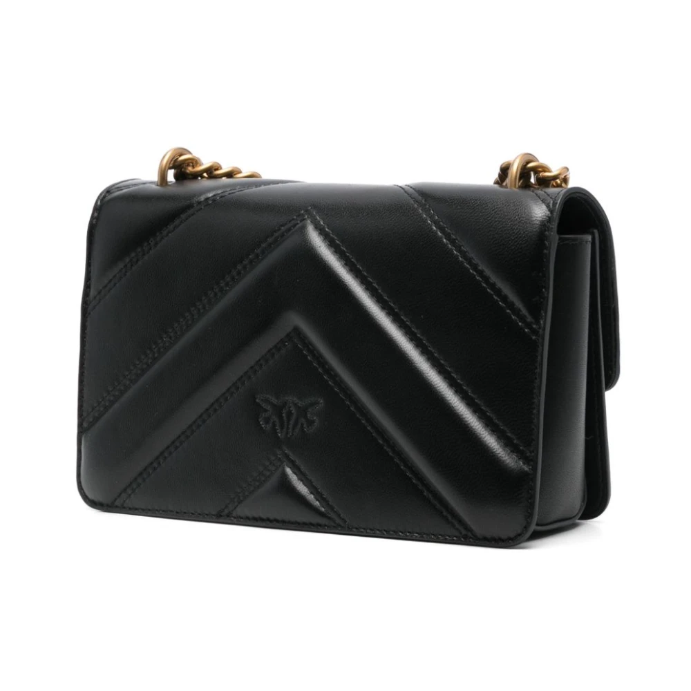 pinko Zwarte en Gouden Schoudertas Black Dames