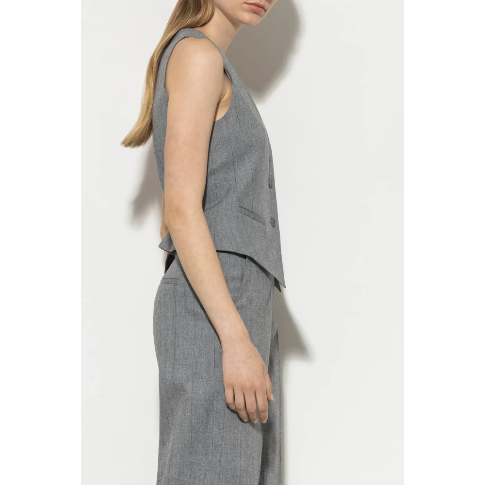 LUISA CERANO Grijze Gestreepte Klassieke Vest Gray Dames