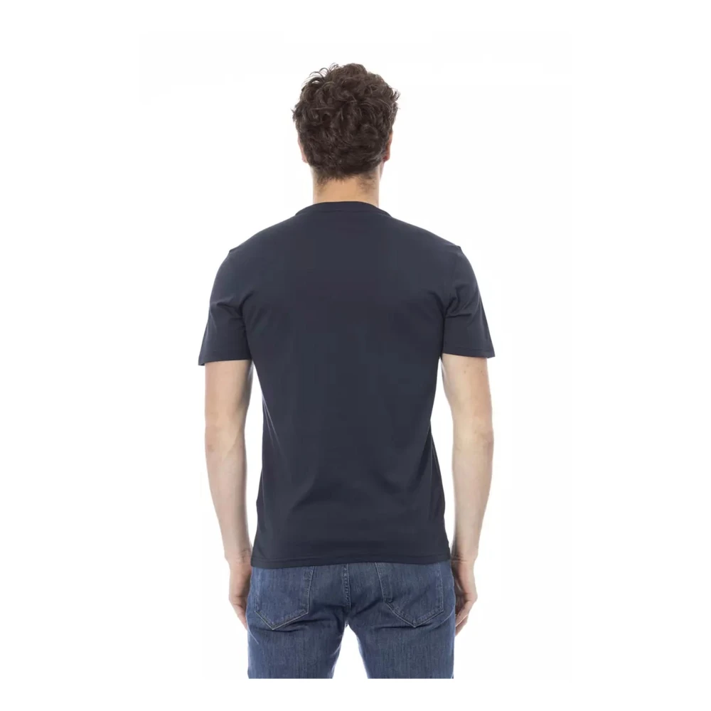 Baldinini Blauw Katoenen T-shirt met Print op de Voorkant Blue Heren