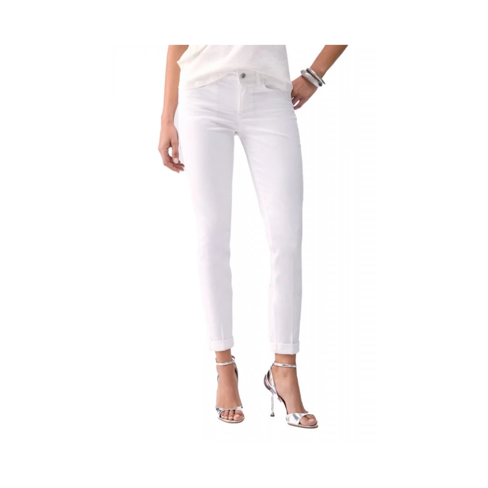 Liu Jo Vrouw Wit Jeans Dames, W27, Katoen, Cropped Skinny Broeken