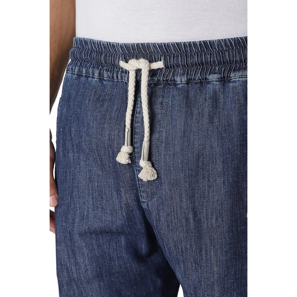 Eleventy Katoen Linnen Stretch Jogger Broek Blue Heren