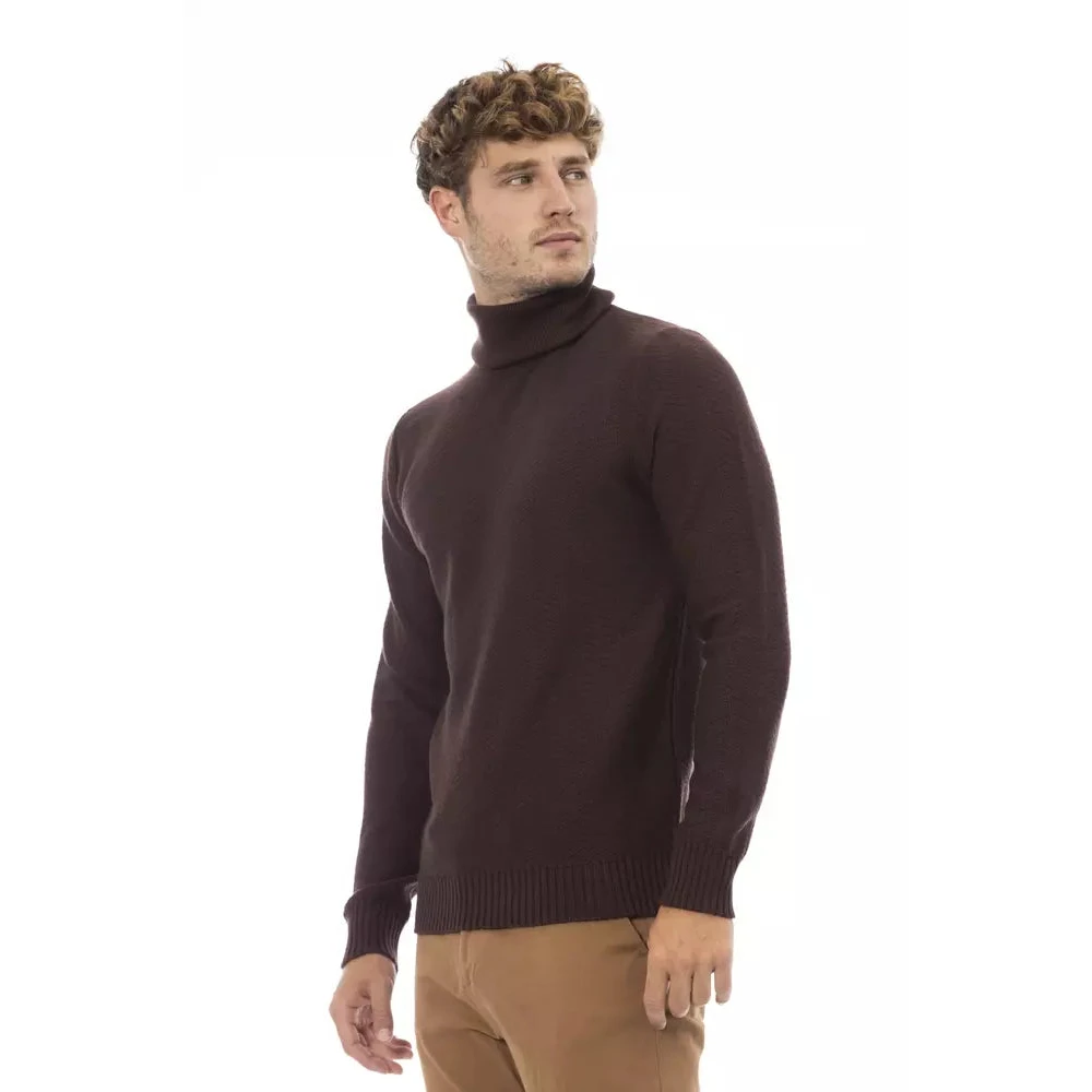 Alpha Studio Bruine Merinowollen Turtleneck Sweater Brown Heren