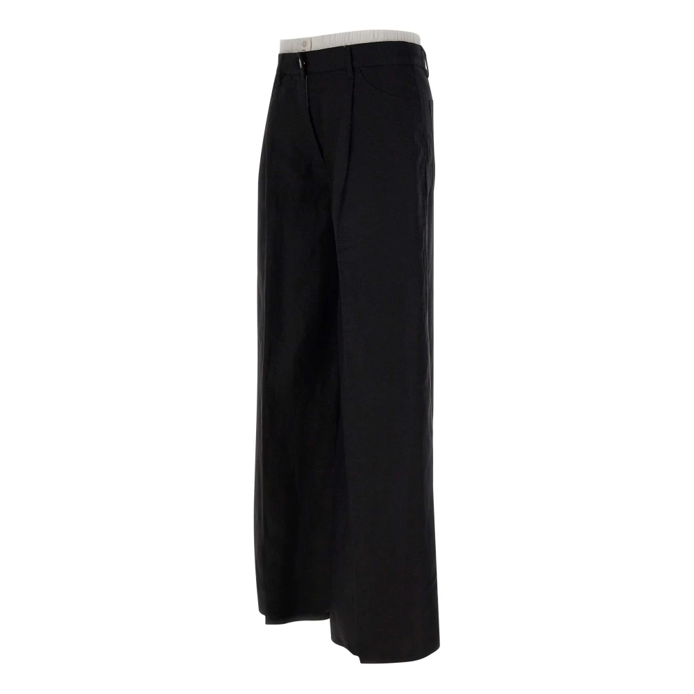 Remain Birger Christensen Zwarte Linnen en Viscose Broek Black Dames