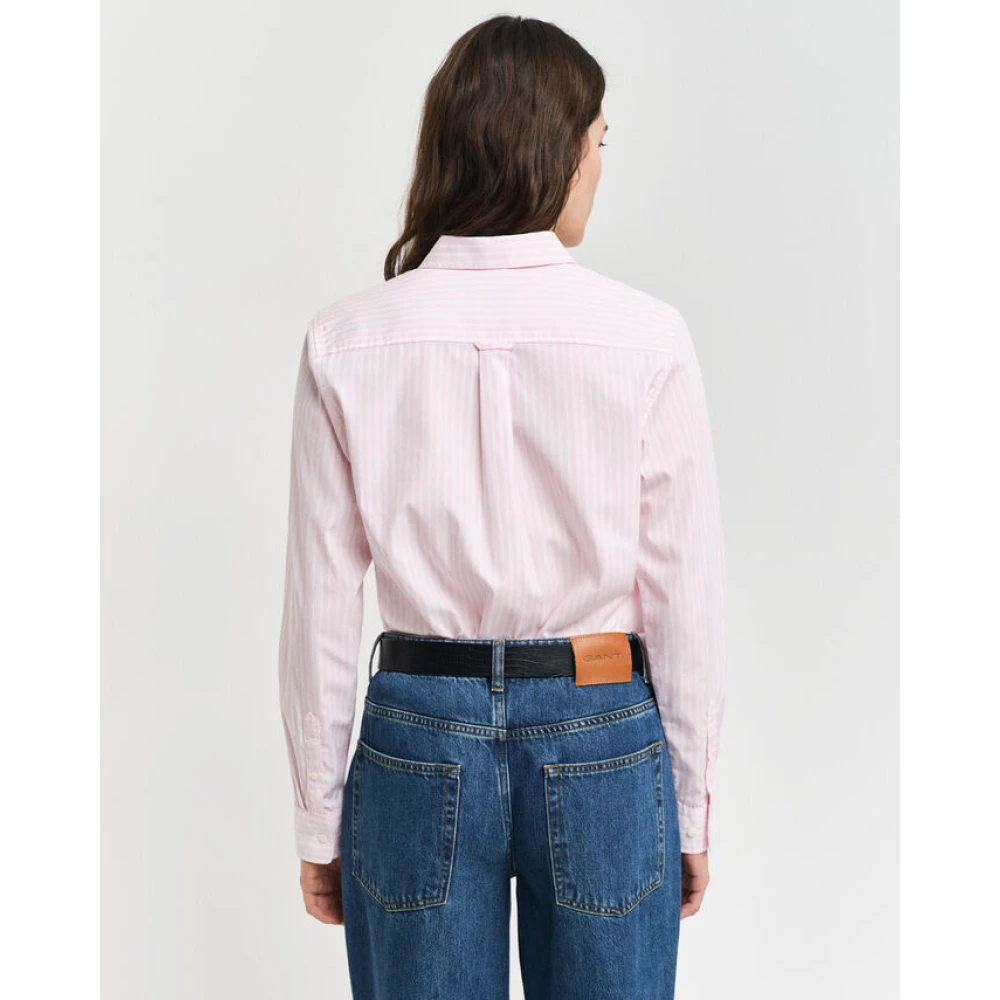 Gant Regular fit gestreept popeline overhemd Pink Dames